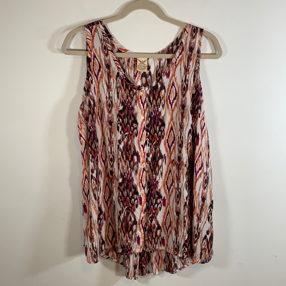 Faded Glory Women’s Boho Size XL Rayon High-Low Hemline Button Sleeveless Top